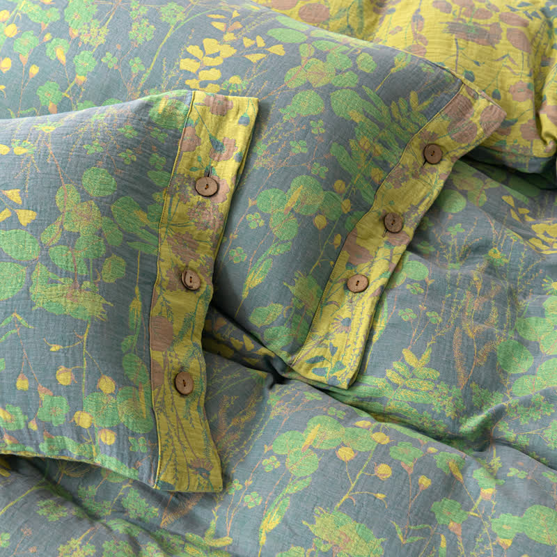 Lotus Pond Cotton Gauze Button Bedding Set (4PCS) - image 5