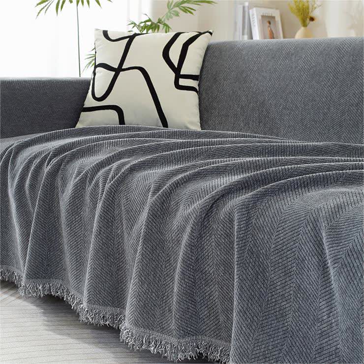Chenille Herringbone Tassel Couch Cover - image 8