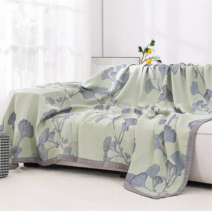 Ginkgo Leaf Cotton Gauze Reversible Quilt - image 3