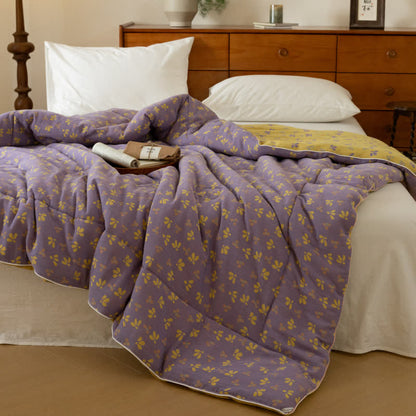 Double Layer Gauze Jacquard Floral Quilt