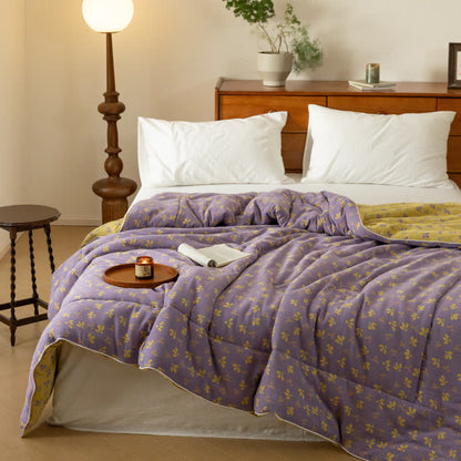 Double Layer Gauze Jacquard Floral Quilt