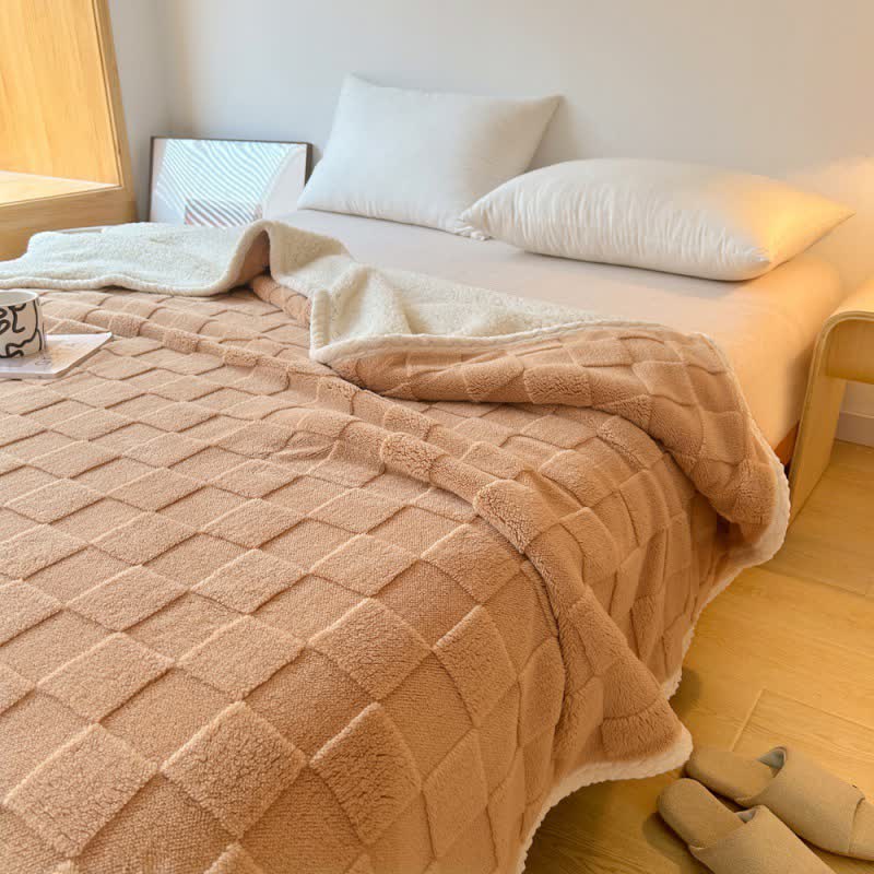 Checkerboard Texture Soft Sherpa Blanket