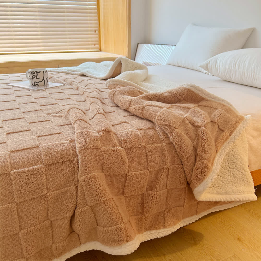 Checkerboard Texture Soft Sherpa Blanket