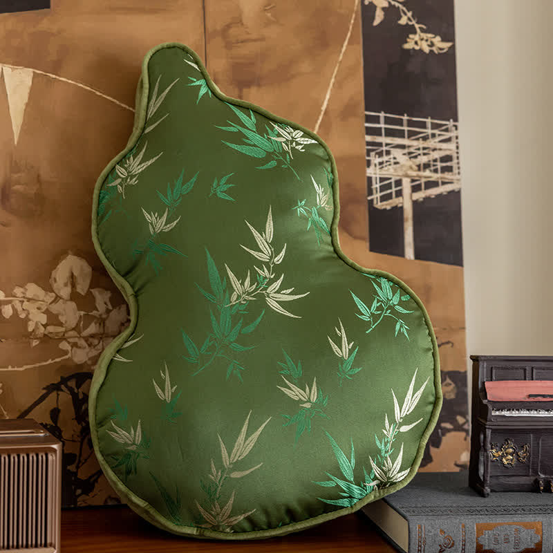 Gourd Shape Bamboo Print Lumbar Pillow