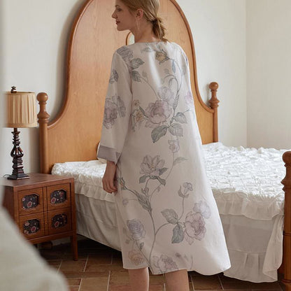 Lyocell Fiber Elegant Floral Nightdress