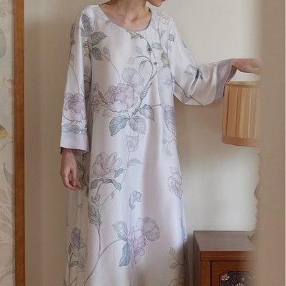 Lyocell Fiber Elegant Floral Nightdress