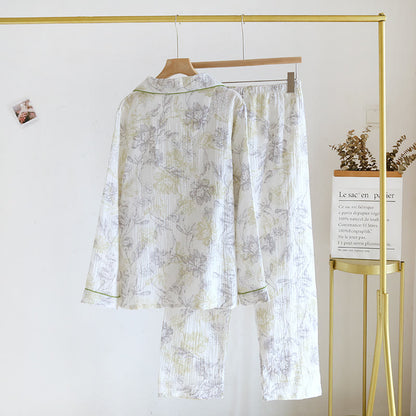 Floral Cotton Gauze Cardigan Pajama Set