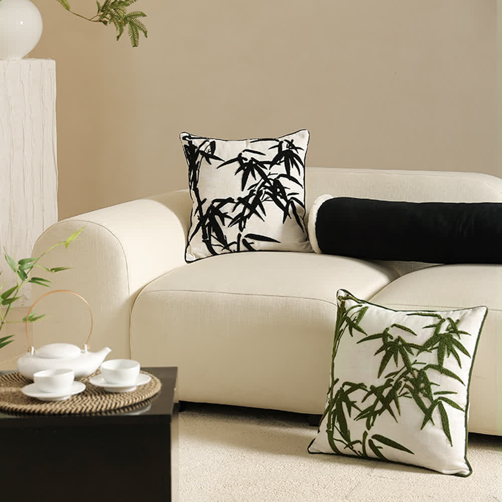 Elegant Embroidered Bamboo Decorative Pillowcase