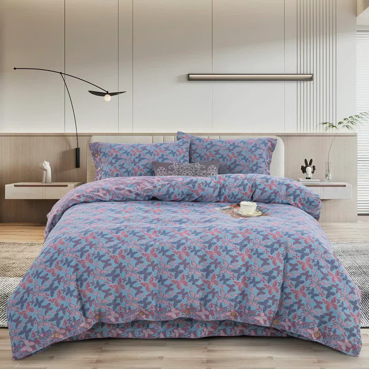 Elegant Butterfly Cotton Gauze Bedding Set (4PCS)