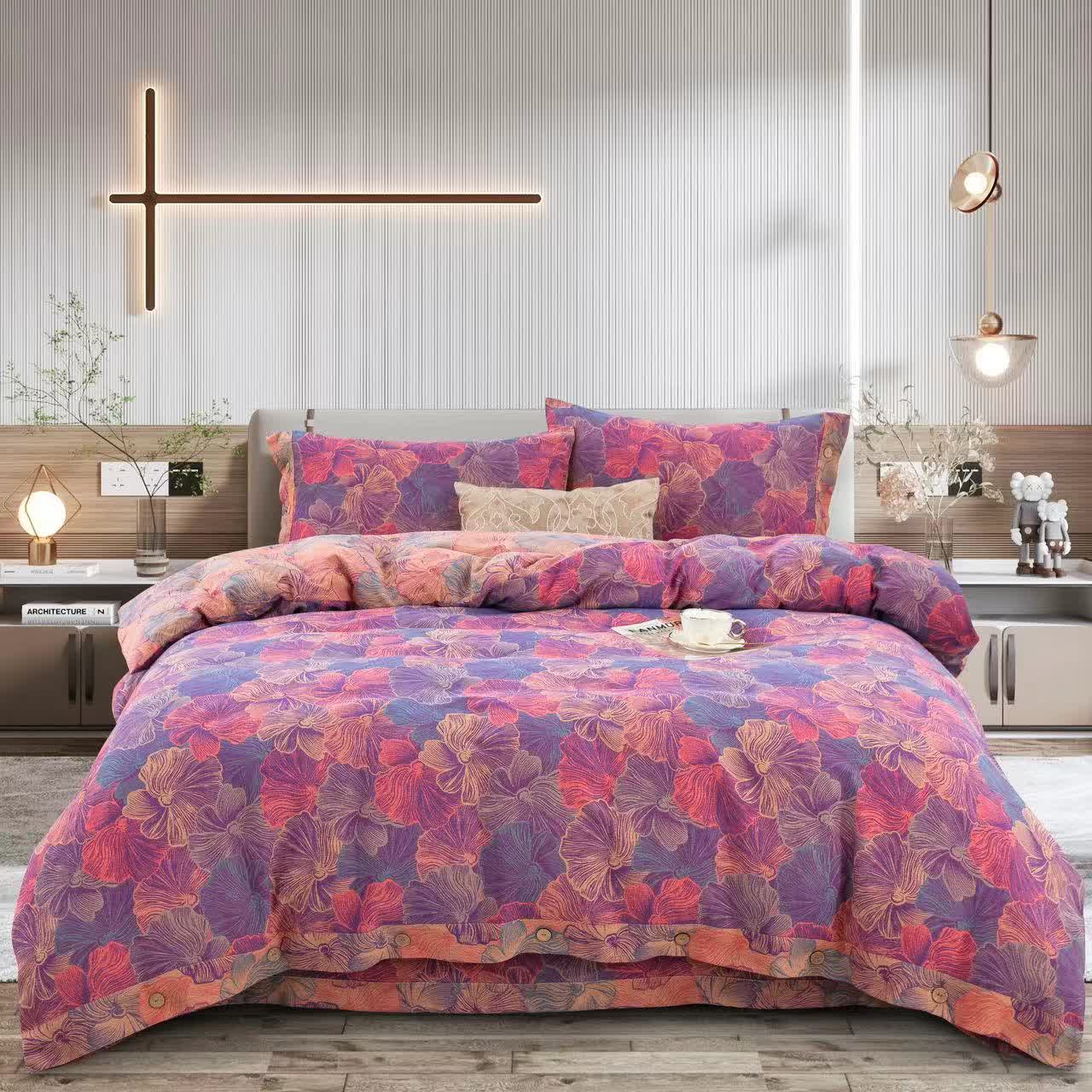 Jacquard Luxurious FLoral Cotton Bedding Set (4PCS)