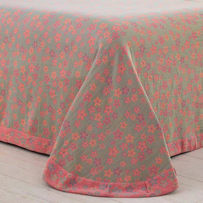 FLoral Button Cotton Gauze Bedding Set (4PCS)