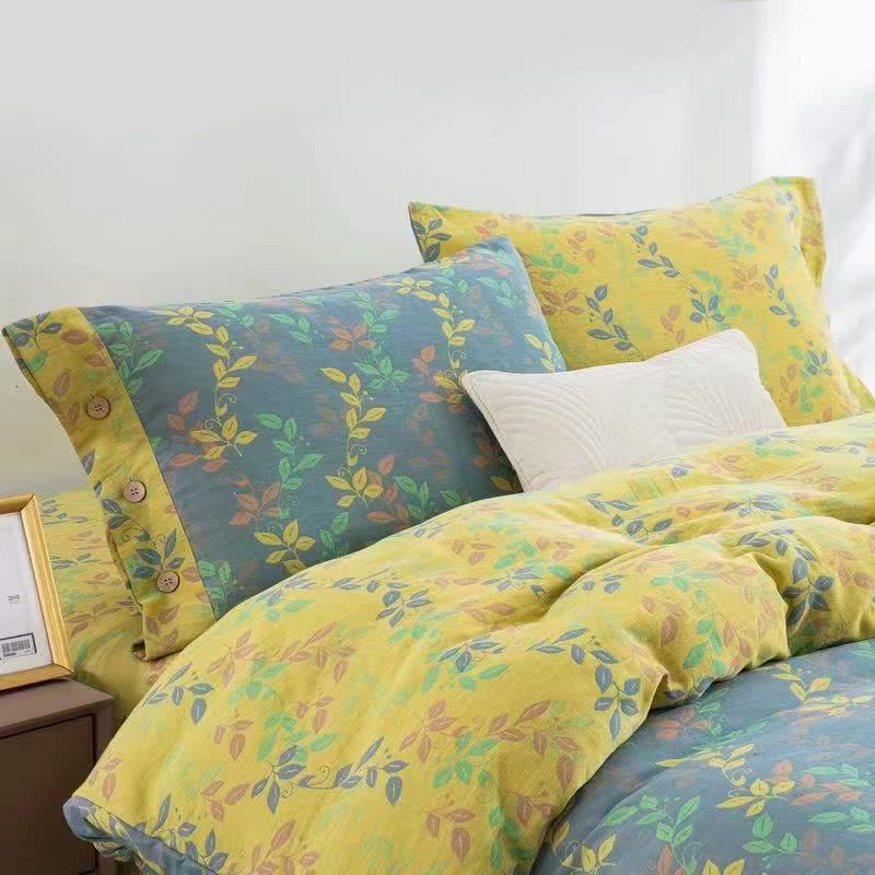 Refresh Leaf Cotton Button Bedding Set (4PCS) - Queen - image 0