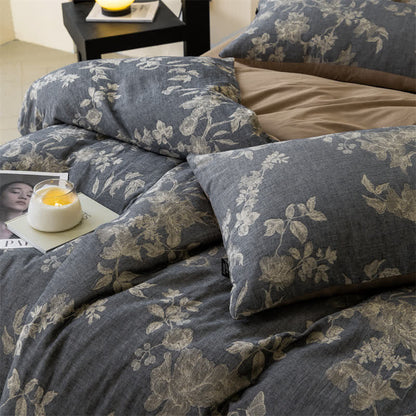 Vintage Jacquard Floral Cotton Bedding Set (4PCS)