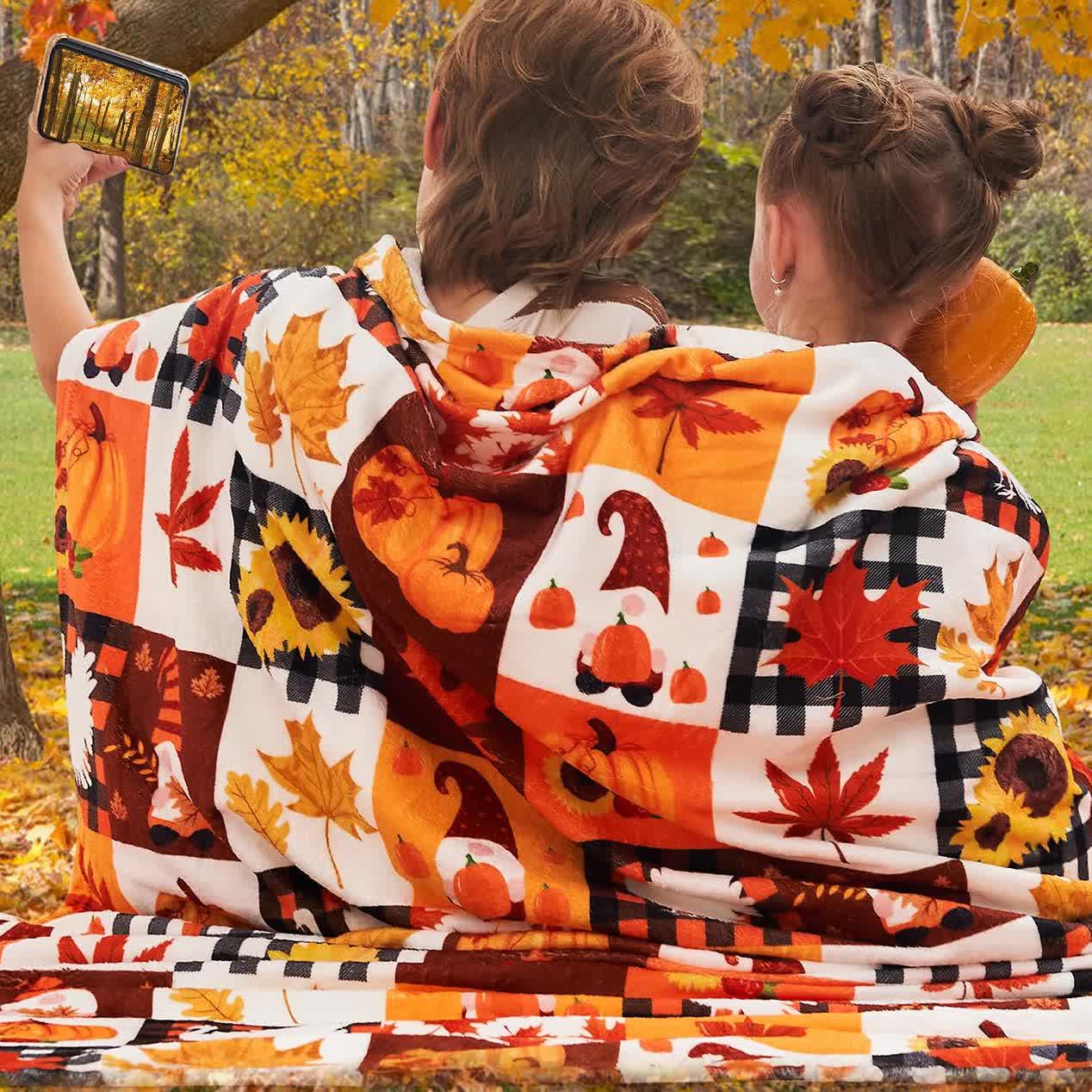 Halloween Pastoral Pumpkin Flannel Blanket