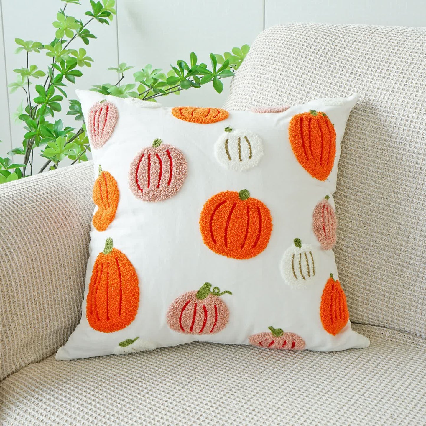 Halloween Embroidered Pumpkin Pillowcase