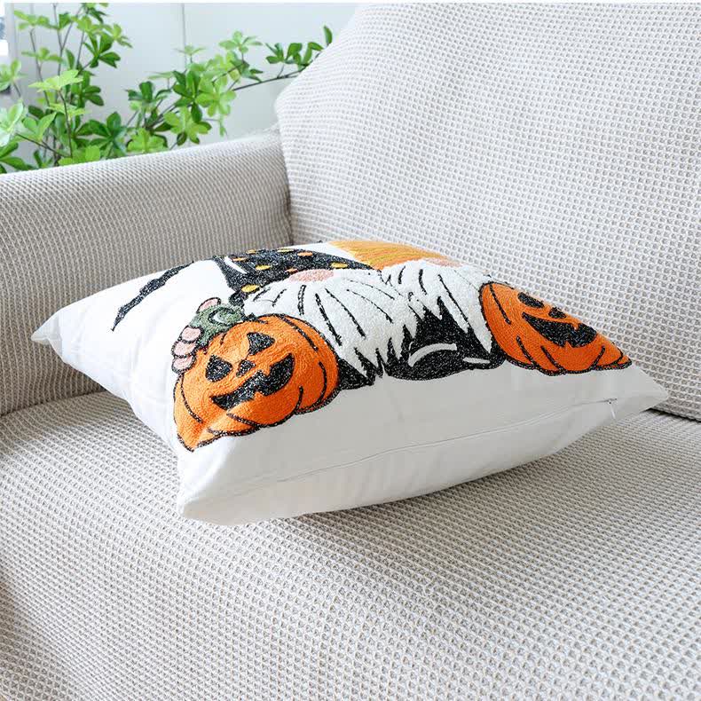 Halloween Embroidered Pumpkin Pillowcase