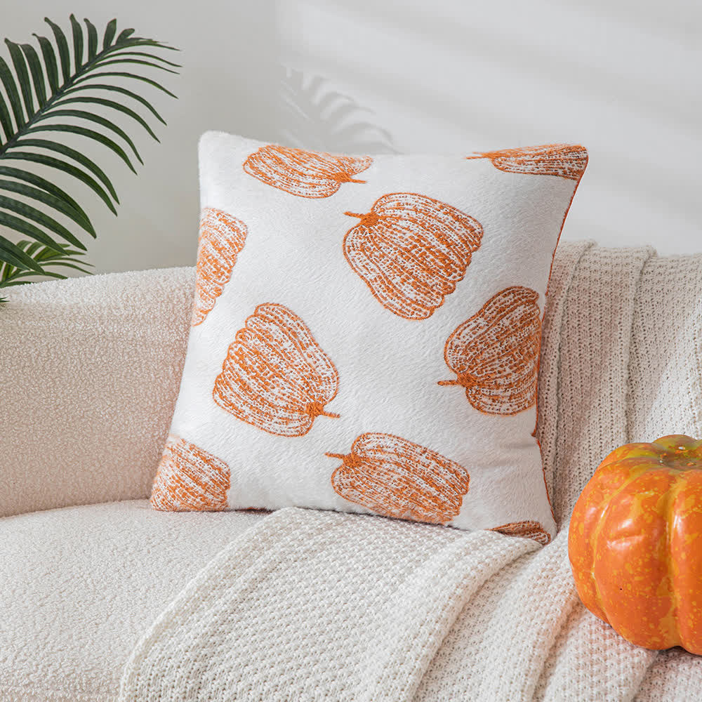 Chenille Halloween Festive Pumpkin Pillow Cover