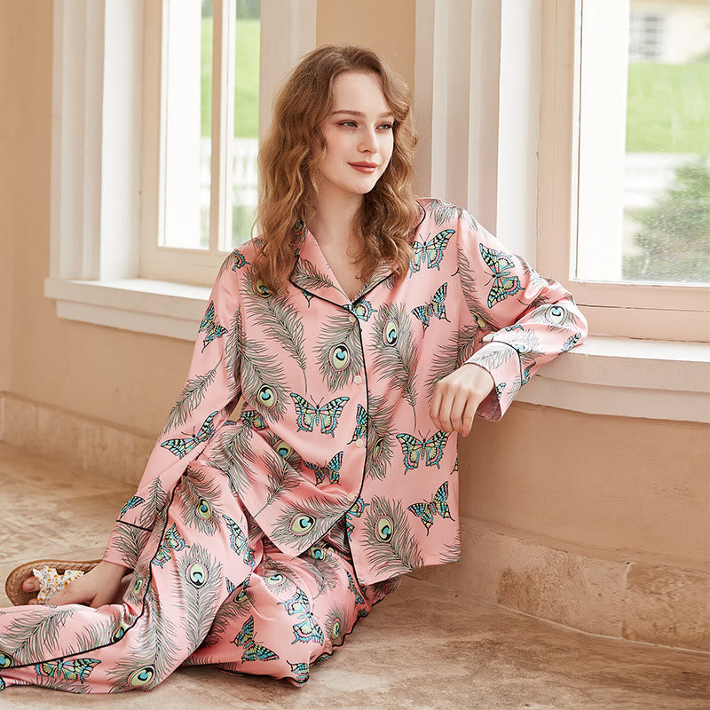 Luxurious Butterfly Peacock Feather Pajama Set