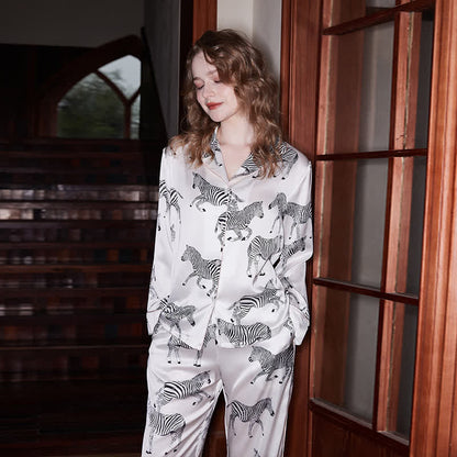 Modern Zebra Casual Cardigan Pajama Set