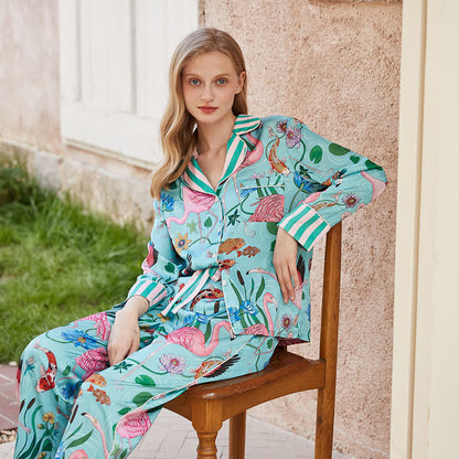 Floral Flamingo Long-sleeve Pajama Set