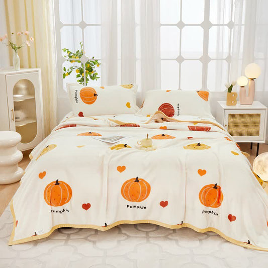 Flannel Halloween Holiday Pumpkin Blanket