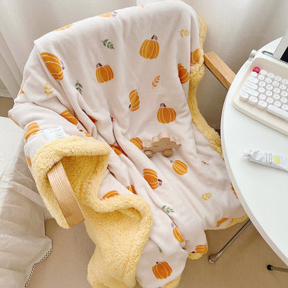 Pastoral Pumpkin Sherpa Throw Blanket