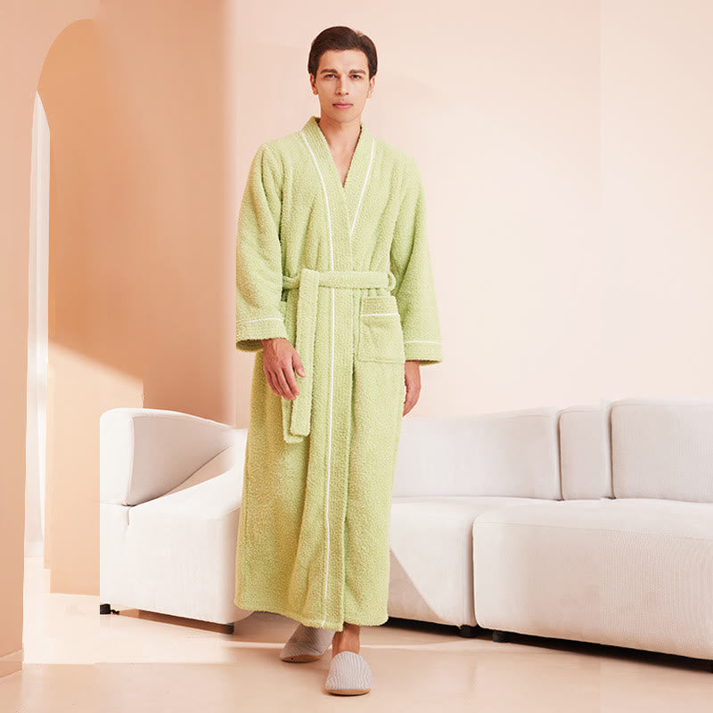 Comfy Fleece Solid Color Long Bathrobe