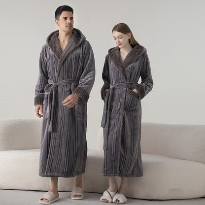 Fleece Hooded Winter Long Bathrobe - image 5