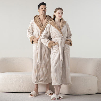 Fleece Hooded Winter Long Bathrobe - image 1