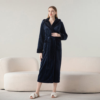 Fleece Hooded Winter Long Bathrobe - image 9