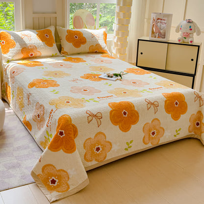 Vibrant Flower Velvet Bedding Set(4PCS)