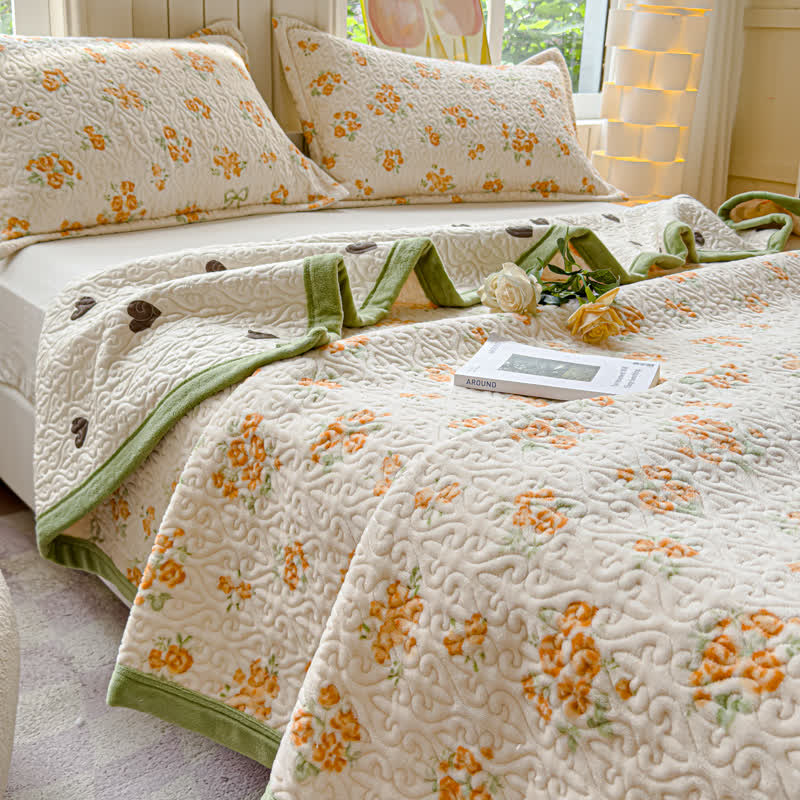 Refresh Flower Warm Velvet Bedding Set(4PCS)