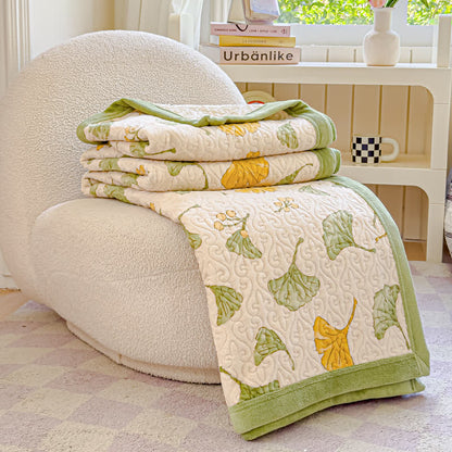 Rustic Ginkgo Leaf Velvet Bedding Set(4PCS)