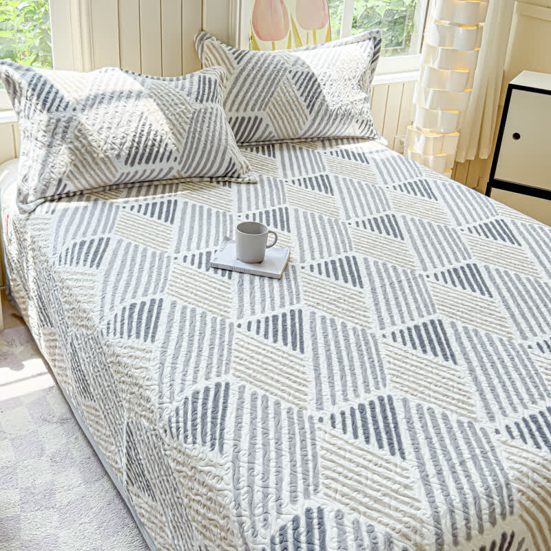 Geometric Line Warm Soft Bedding Set(4PCS)