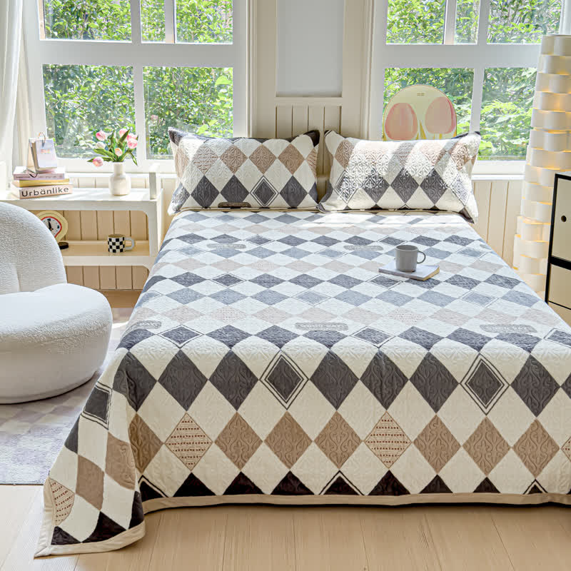 Diamond Print Winter Warm Bedding Set(4PCS)