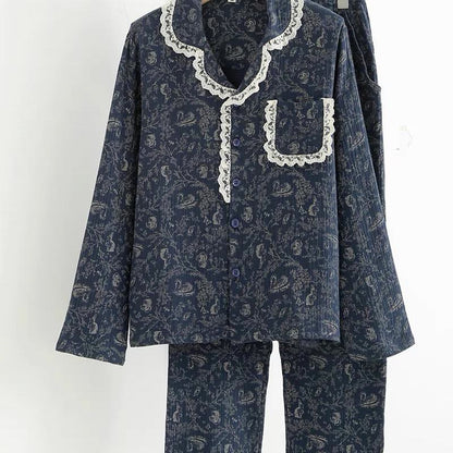 Rural Swan Flower Cotton Pajama Set