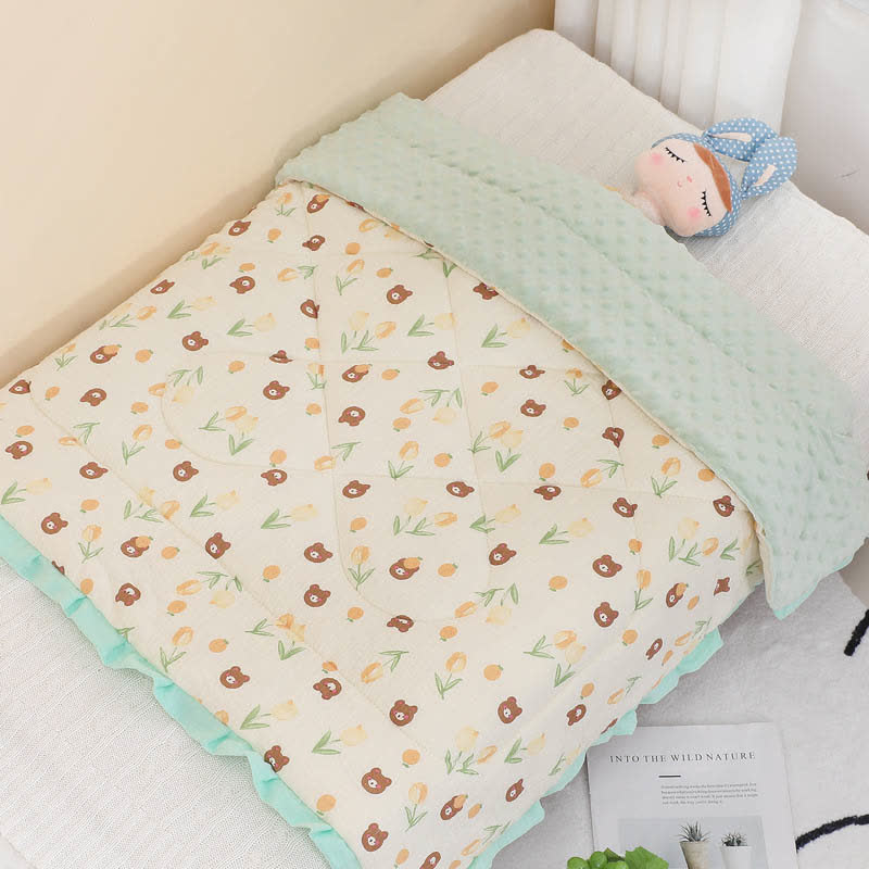 Lovely Tulip Bear Comfort Baby Quilt