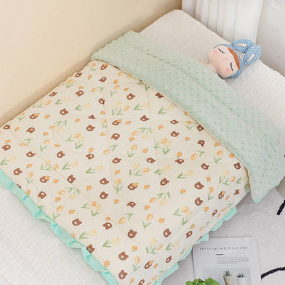 Lovely Tulip Bear Comfort Baby Quilt