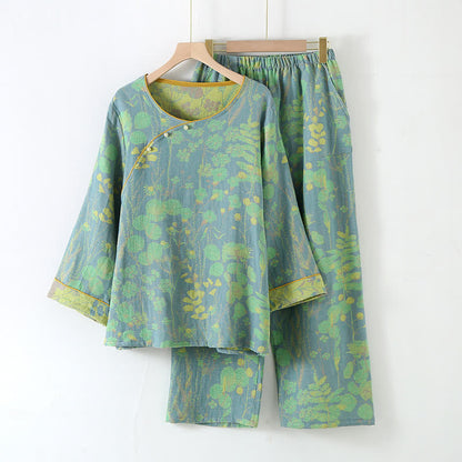 Cotton Long-sleeve Pastoral Pajama Set