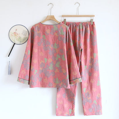 Vintage Gourd Cotton Casual Pajama Set