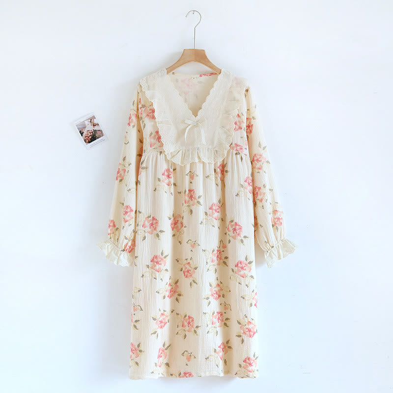 Cotton Gauze Floral Peony Nightwear