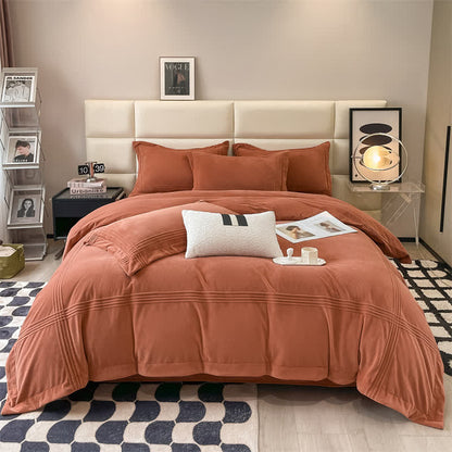 Fluffy Solid Color Flannel Bedding Set(4PCS)