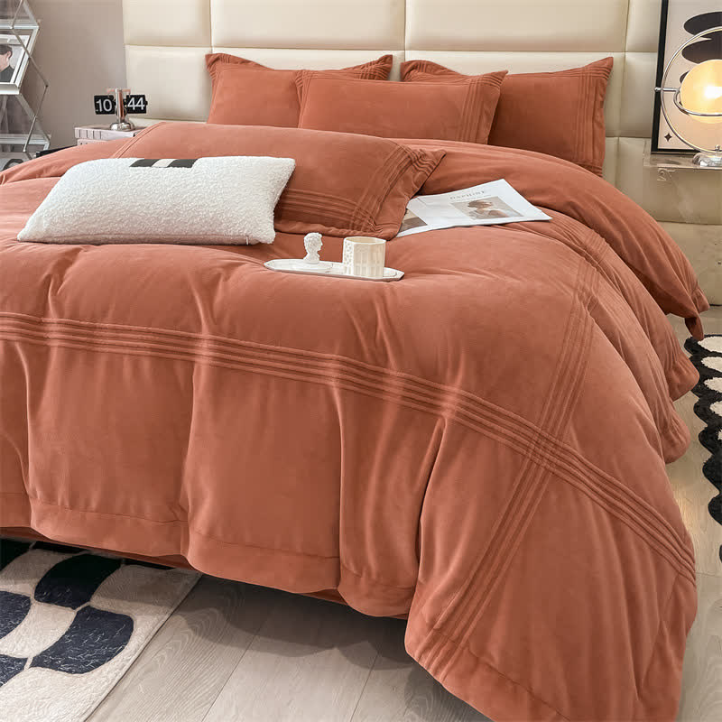 Fluffy Solid Color Flannel Bedding Set(4PCS)