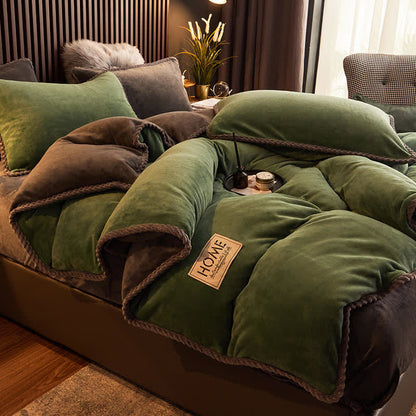 Solid Color Plush Fleece Bedding Set(4PCS) - image 9