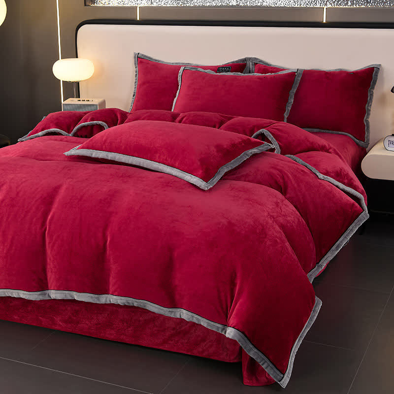 Winter Fleece Solid Color Bedding Set(4PCS)