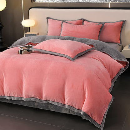 Winter Fleece Solid Color Bedding Set(4PCS)