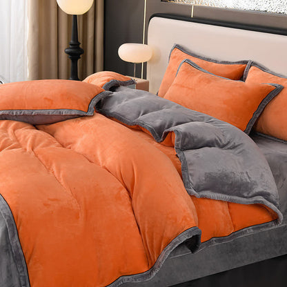 Winter Fleece Solid Color Bedding Set(4PCS)