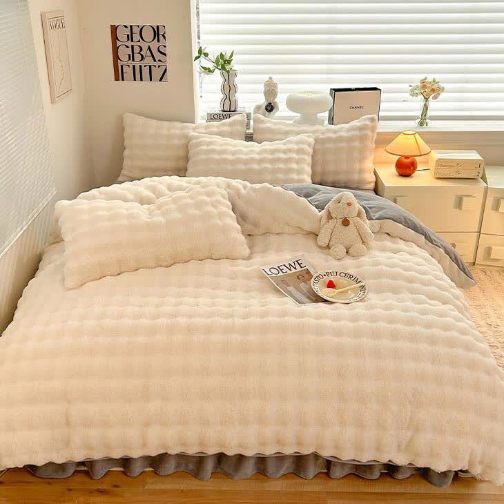 Fluffy Fleece Duvet Cover Bedding Set(4PCS)