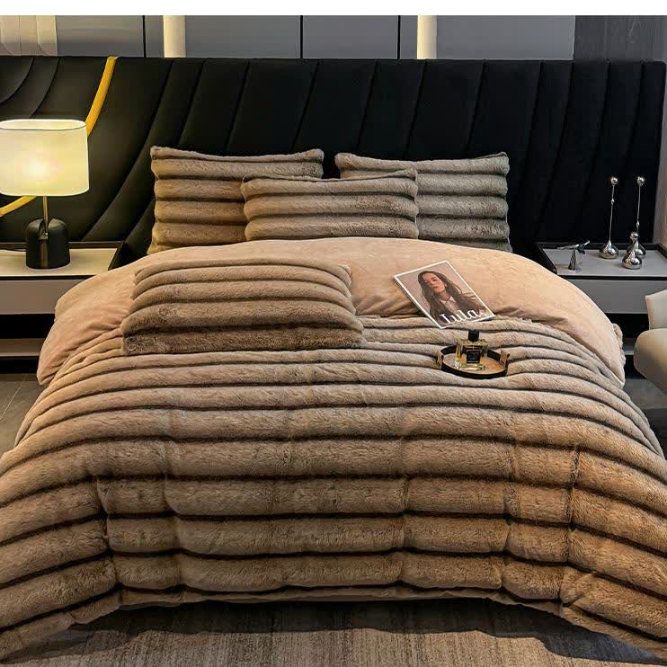 Vintage Luxurious Plush Fleece Bedding Set(4PCS) - image 2