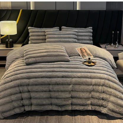 Vintage Luxurious Plush Fleece Bedding Set(4PCS)